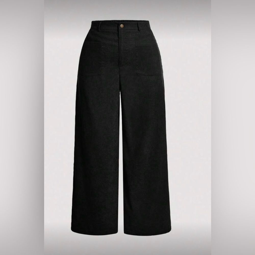 SHEIN- Elegant Black‎ Wide-Leg Women's Pants- Corduroy Size: 12